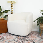 Rivet Swivel Chair (White Boucle)