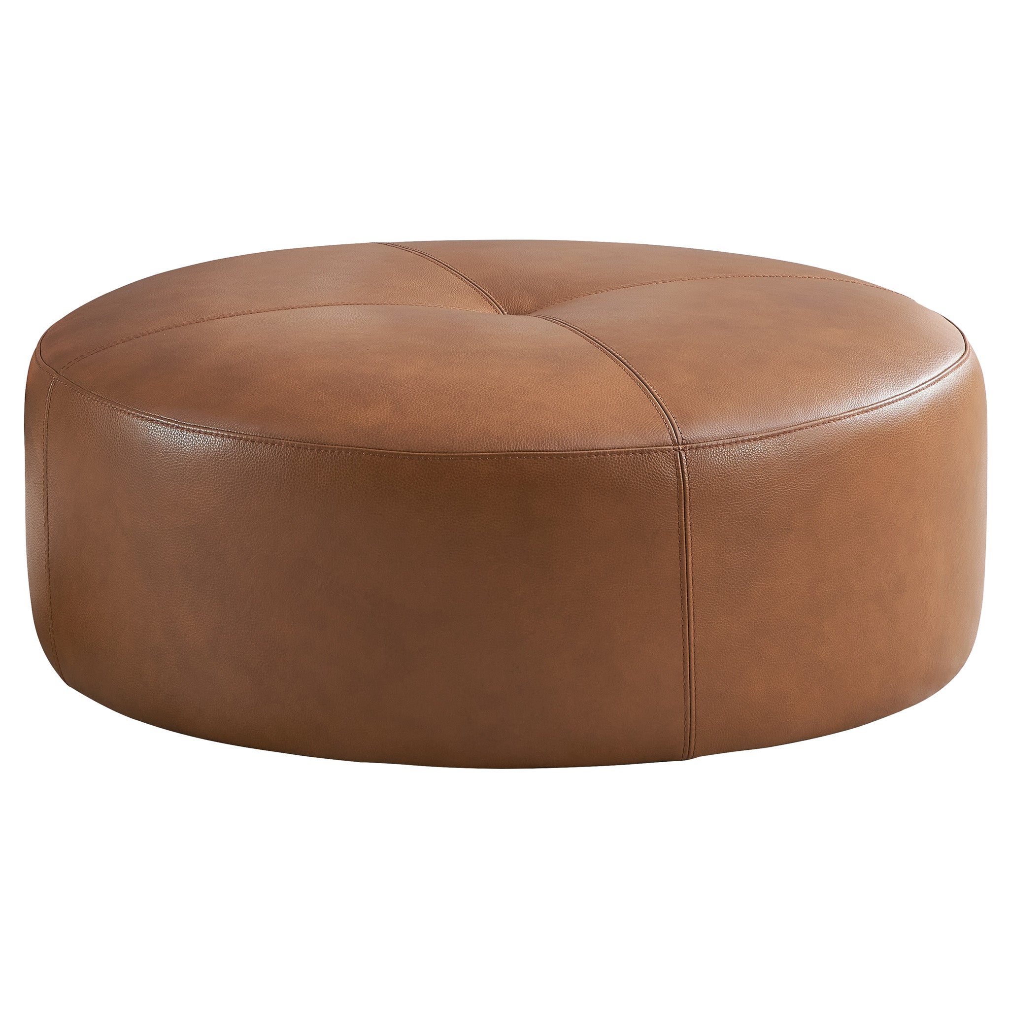 Rochelle Tan Leather Ottoman - MidinMod