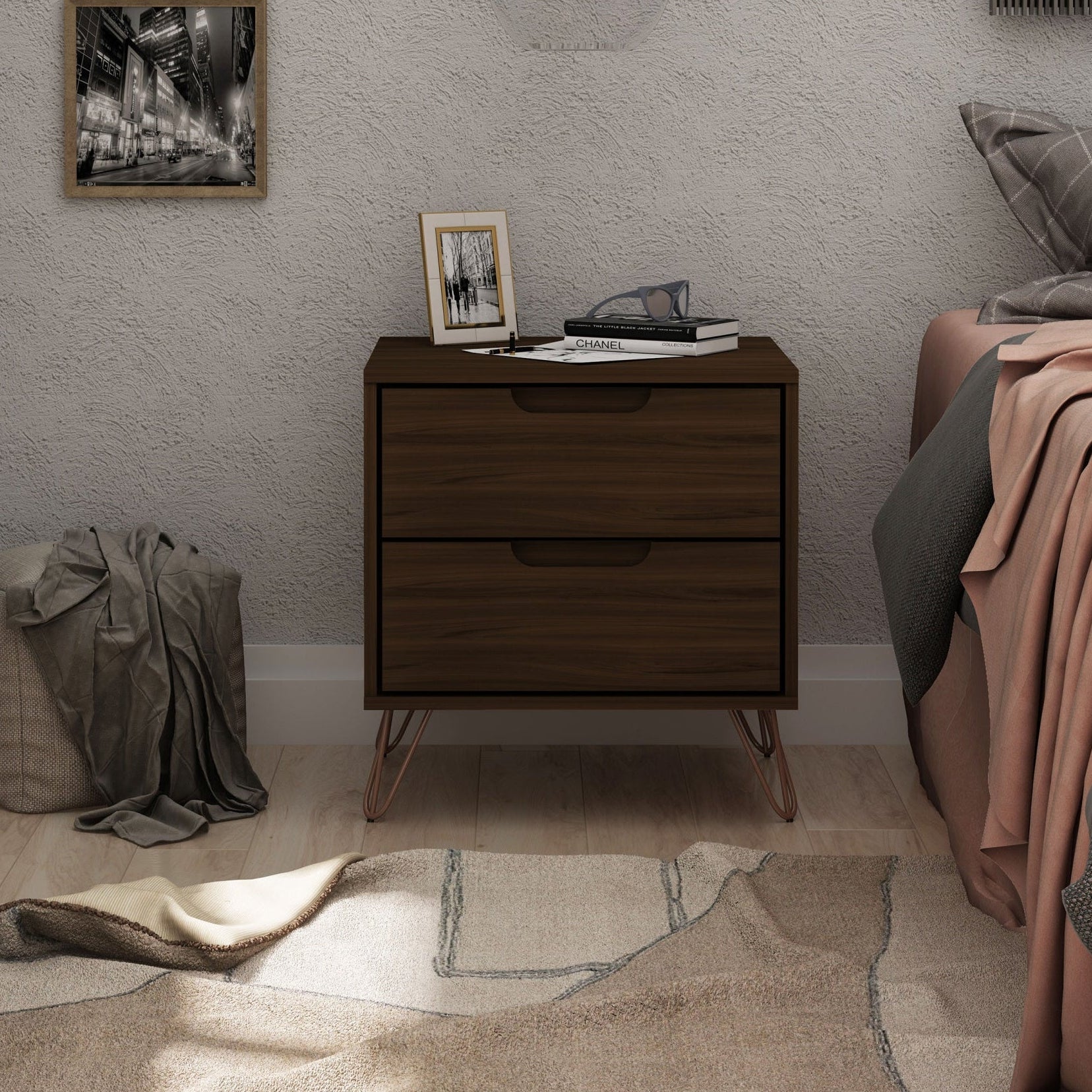 Rockefeller 2.0 Chestnut Brown Nightstand | Modern Bedside Storage | MidinMod