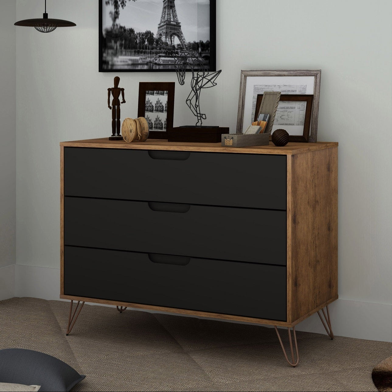 Rockefeller Dresser in Nature and Textured Gray | Modern Mid-Century Storage Chest | MidinMod