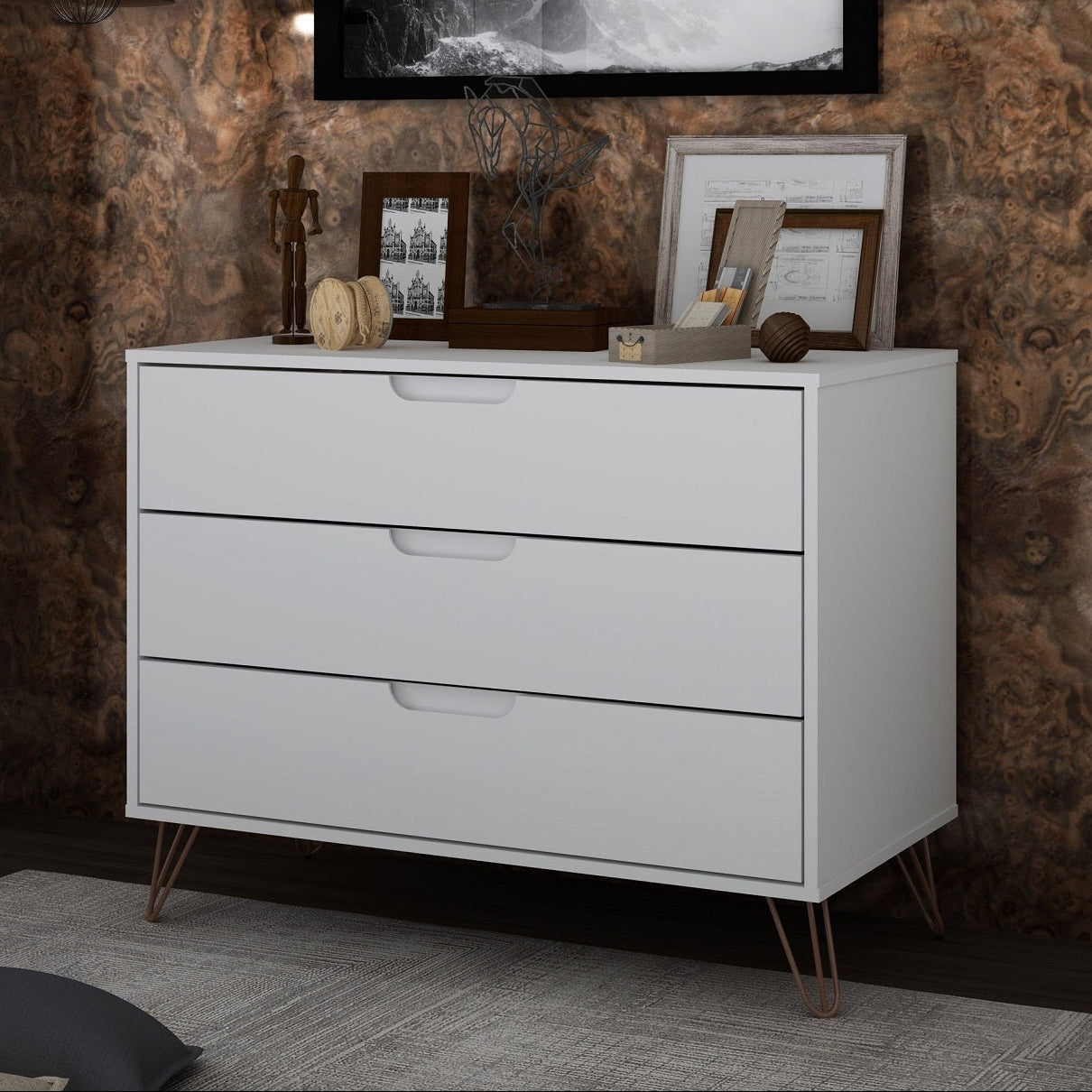 knee length dresses for ladies Rockefeller White Dresser | Modern Bedroom Chest & Storage