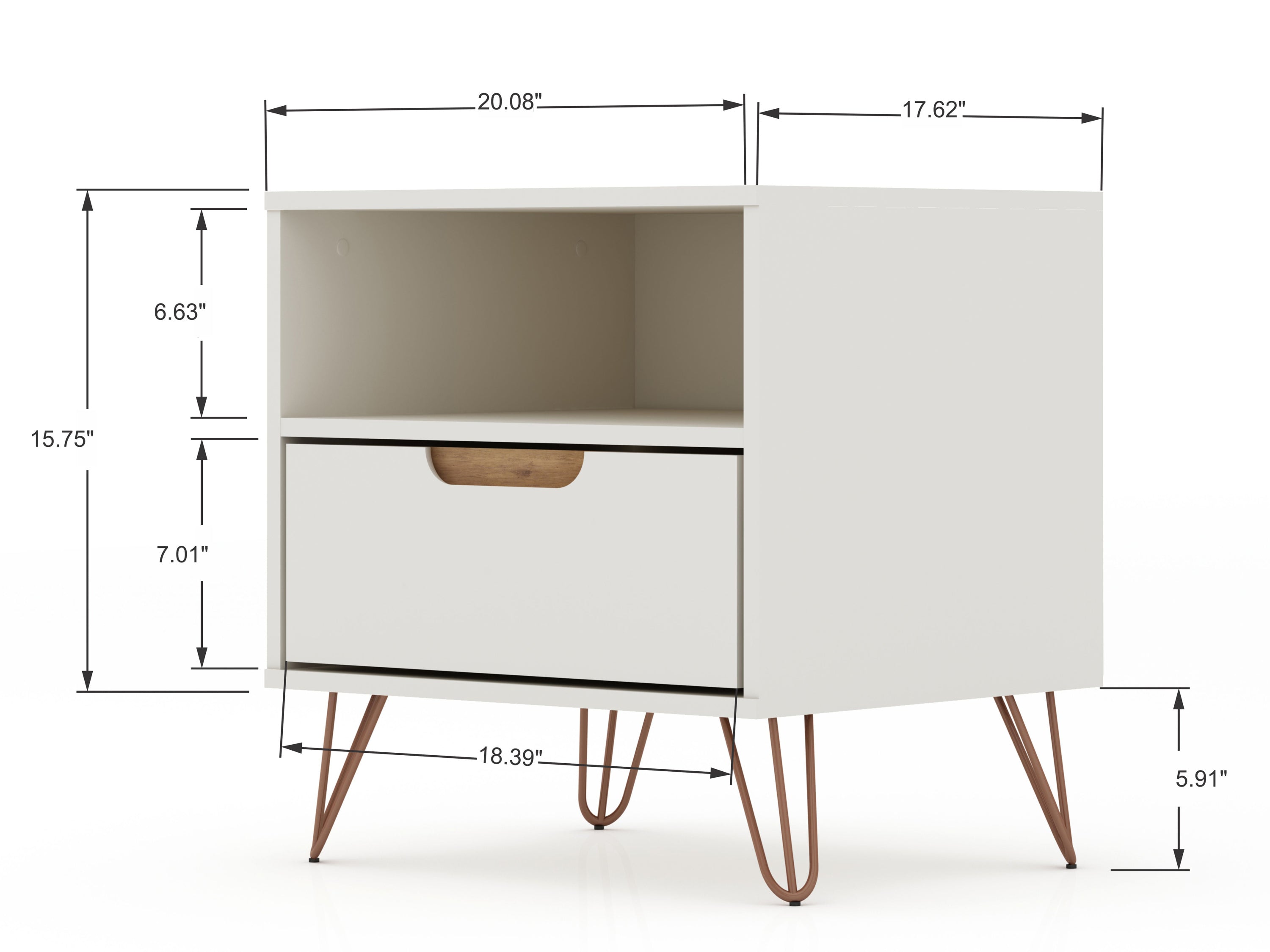Rockefeller 1.0 Off-White Nightstand | Modern Bedside Storage Table | MidinMod