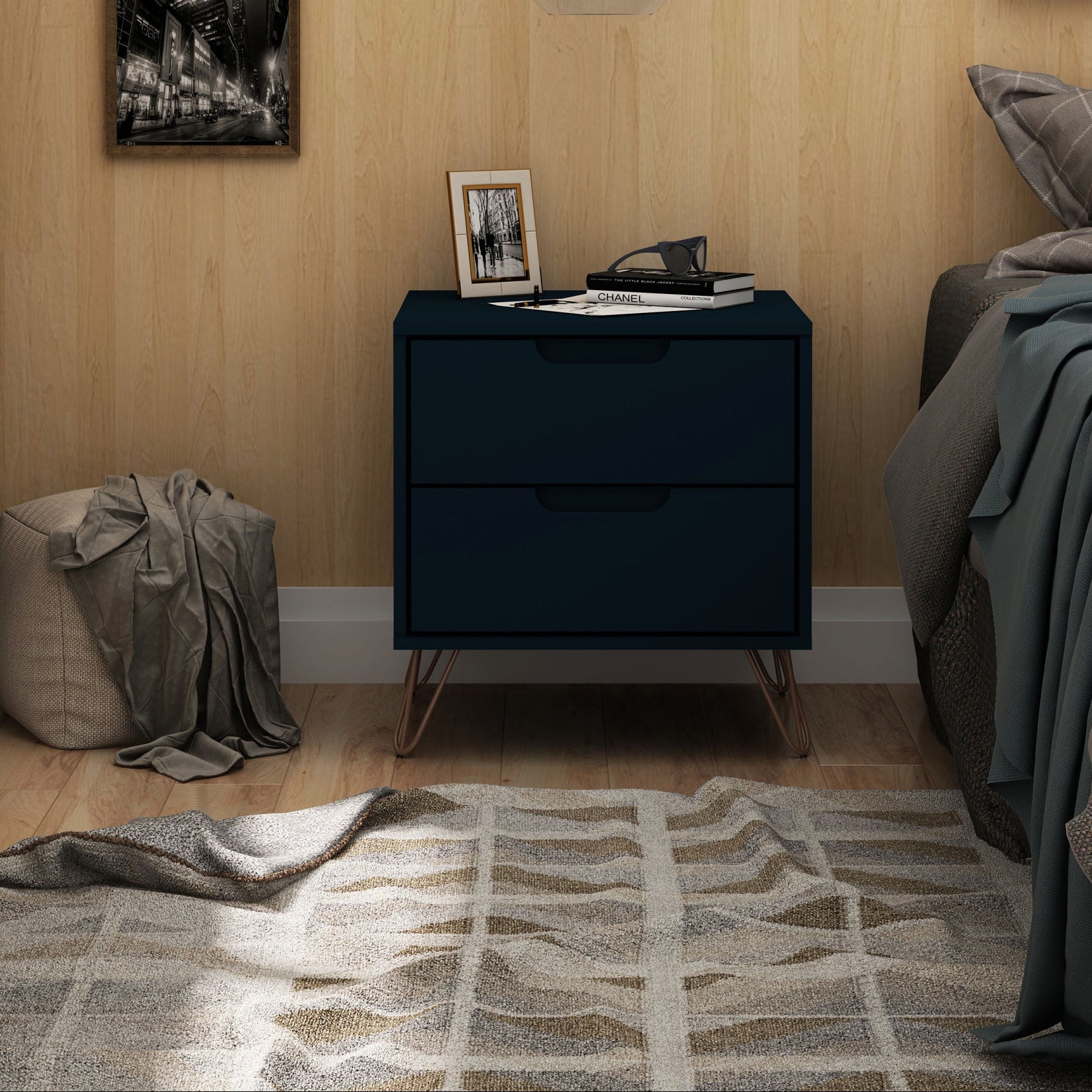 Rockefeller 2.0 Black Nightstand | Modern Bedside Storage Table | MidinMod