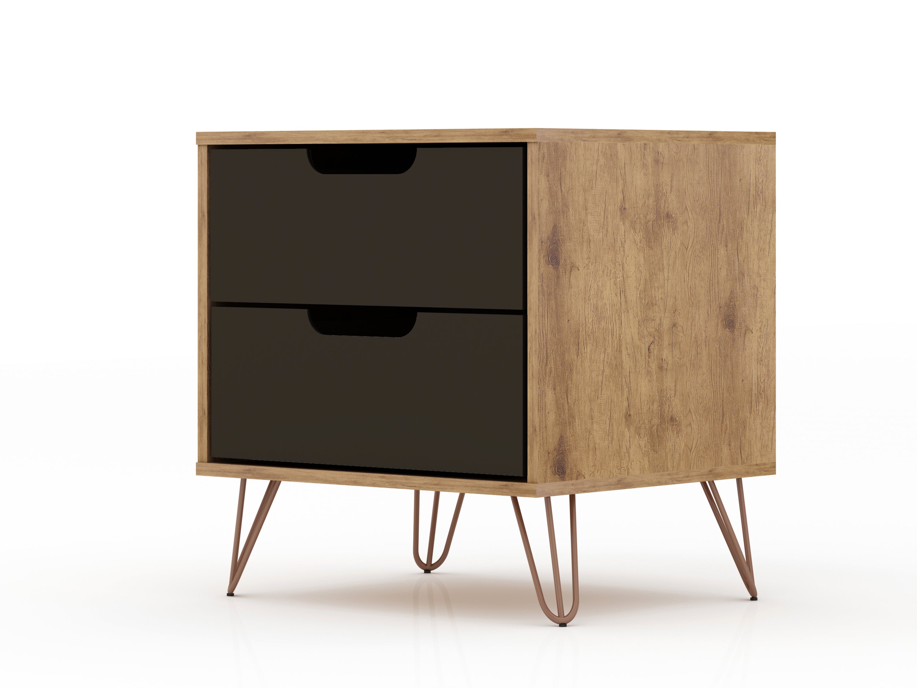 Rockefeller 2.0 Nature & Textured Grey Nightstand | Modern Bedside Storage | MidinMod
