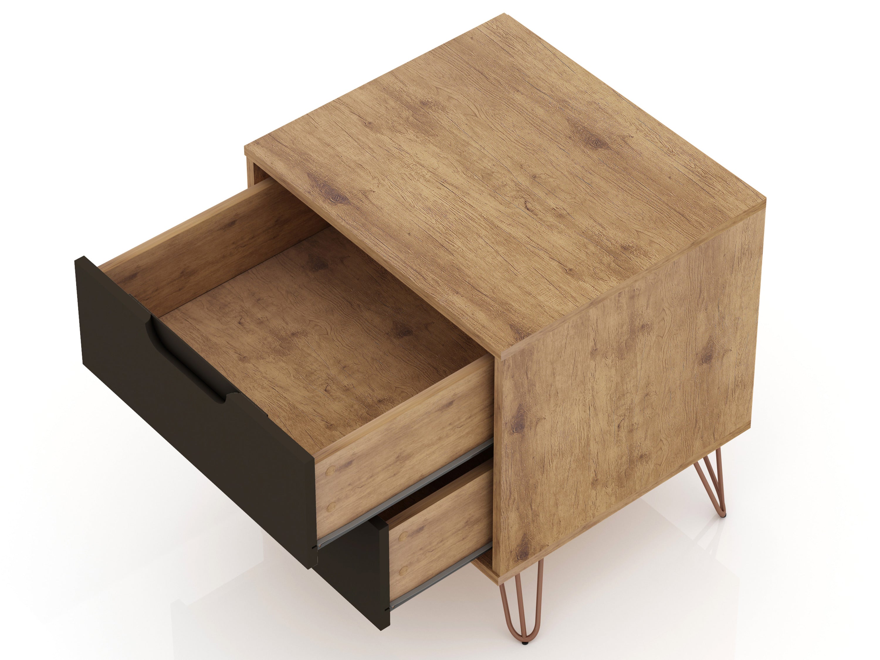 Rockefeller 2.0 Nature & Textured Grey Nightstand | Modern Bedside Storage | MidinMod