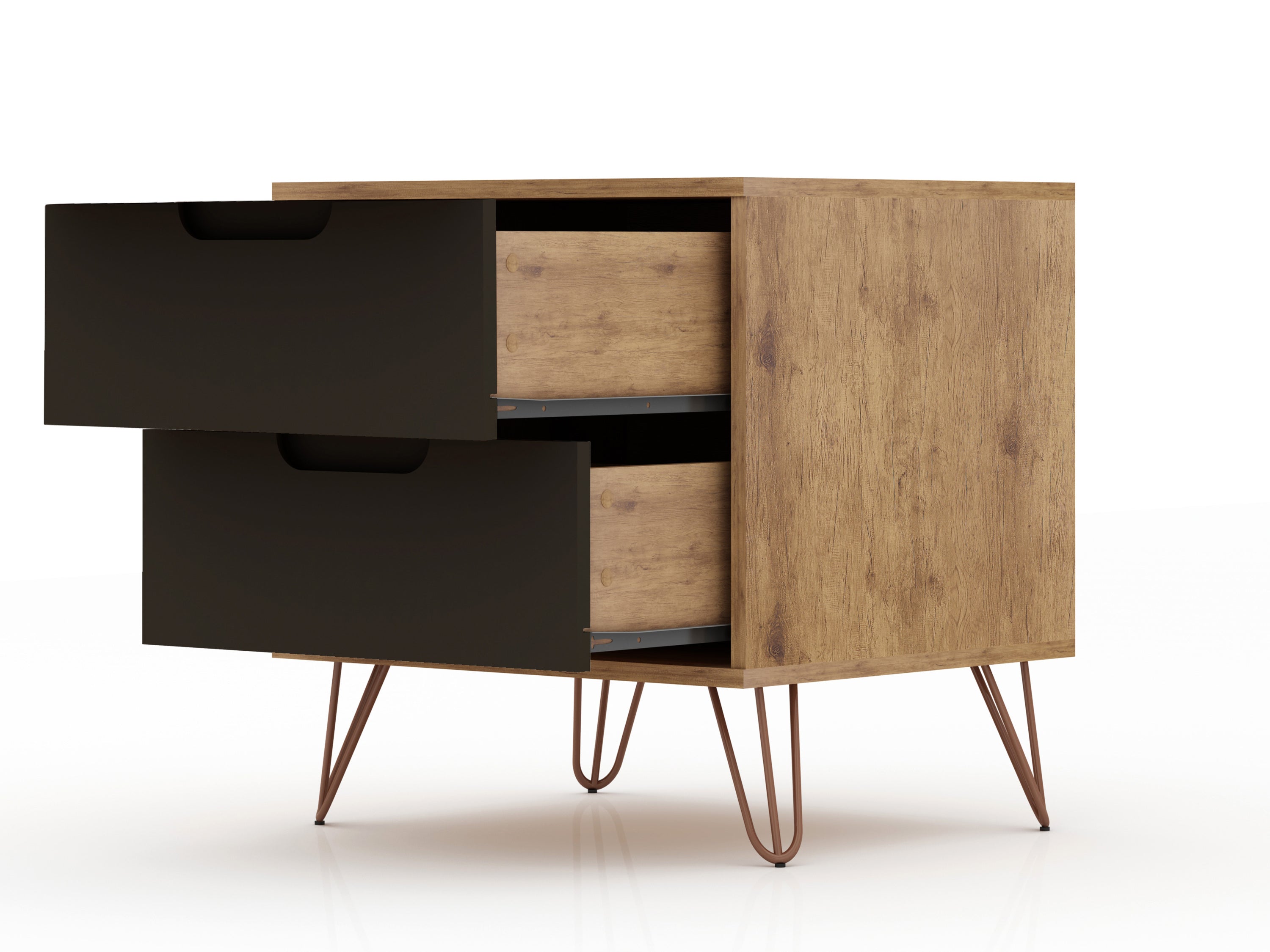 Rockefeller 2.0 Nature & Textured Grey Nightstand | Modern Bedside Storage | MidinMod