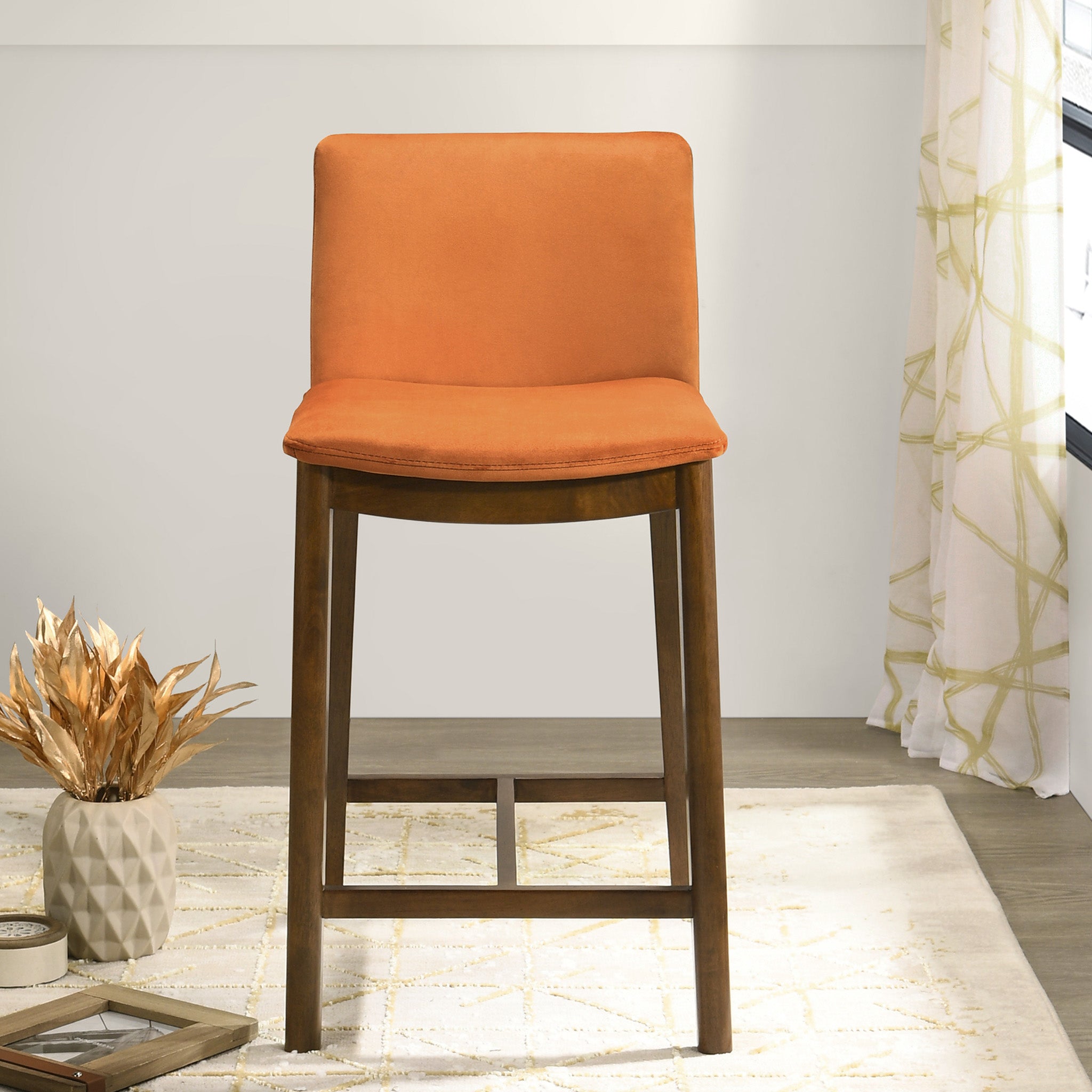 Sheldon Burnt Orange Velvet Counter Chair - MidinMod