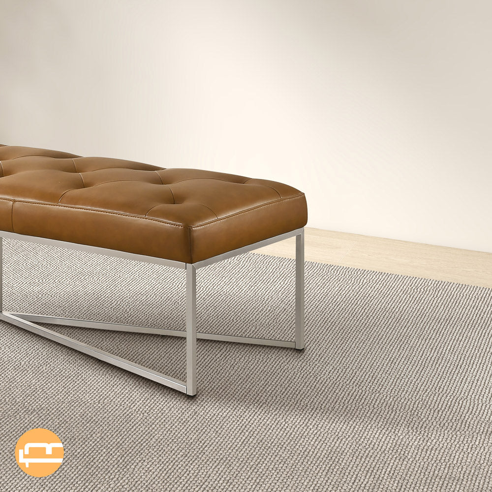 Salado Tan Leather Bench - MidinMod