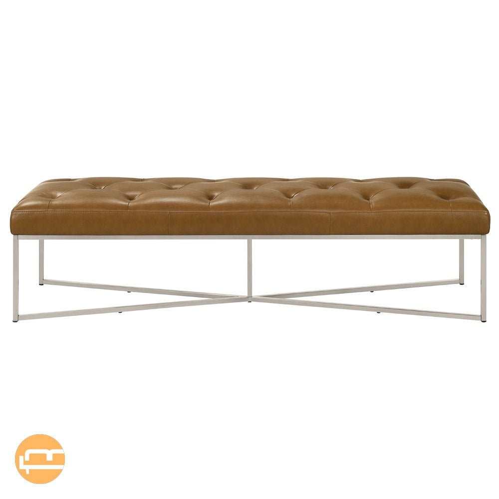 Salado Tan Leather Bench - MidinMod