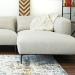 Savoy Beige Linen L Shaped Right Sectional Sofa