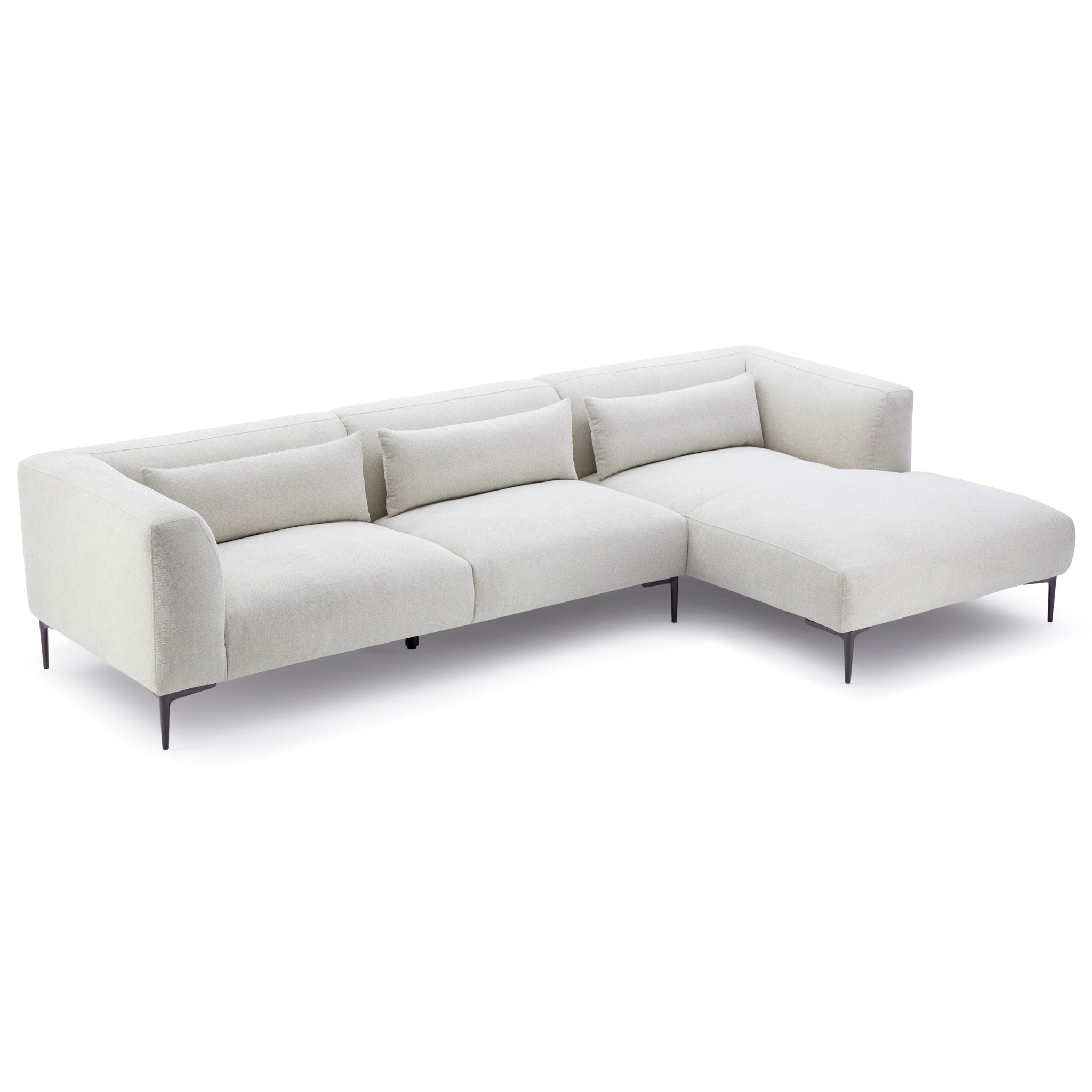 Savoy Beige Linen L Shaped Right Sectional Sofa - MidinMod