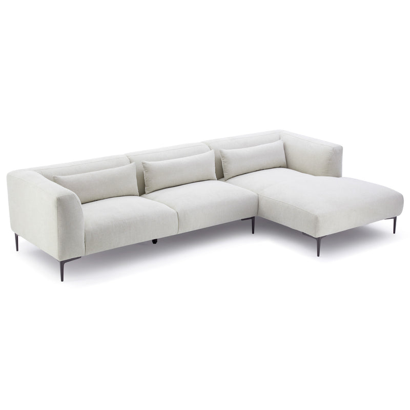 Savoy Beige Linen L Shaped Right Sectional Sofa