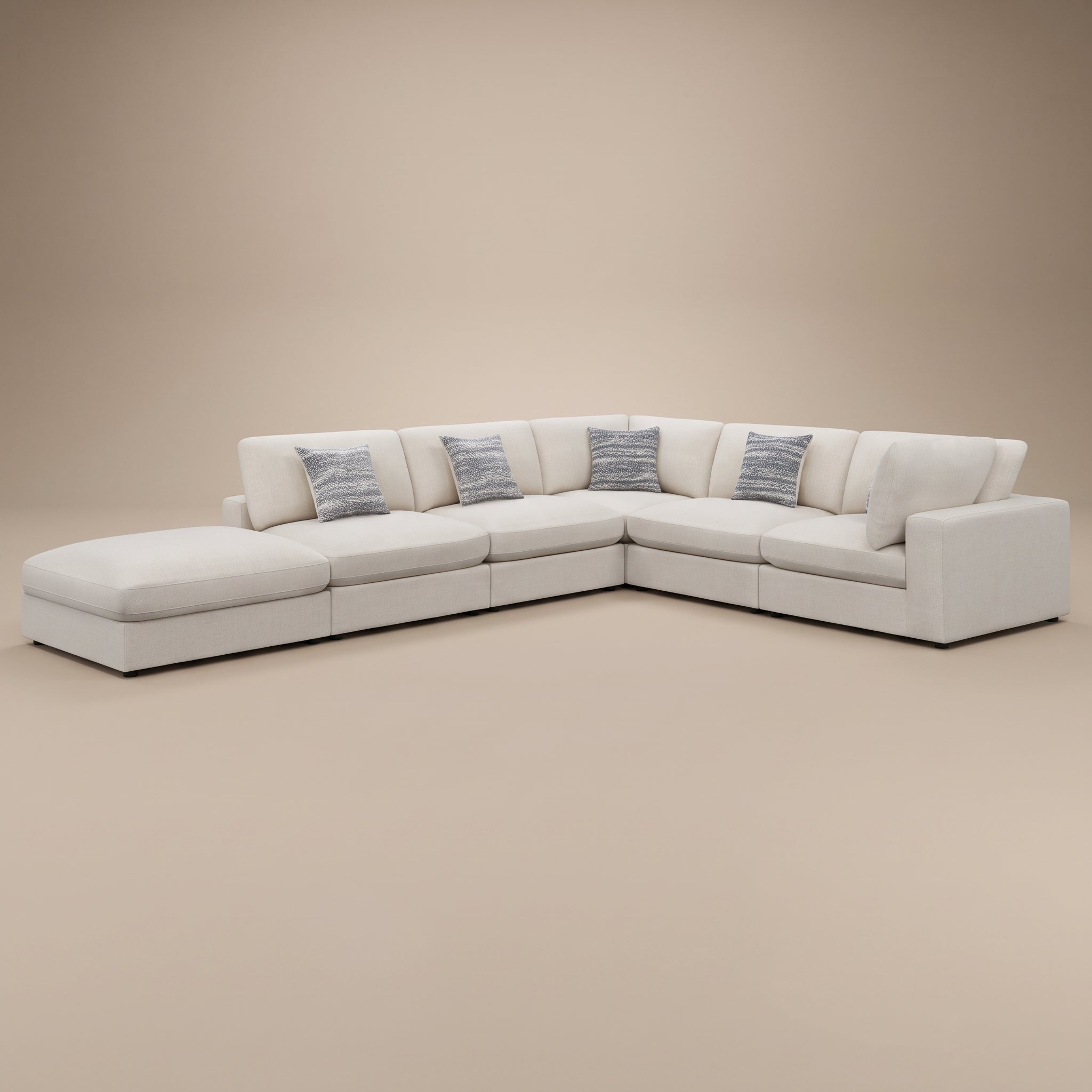 Serene 6-piece Upholstered Modular Sectional Sofa Beige