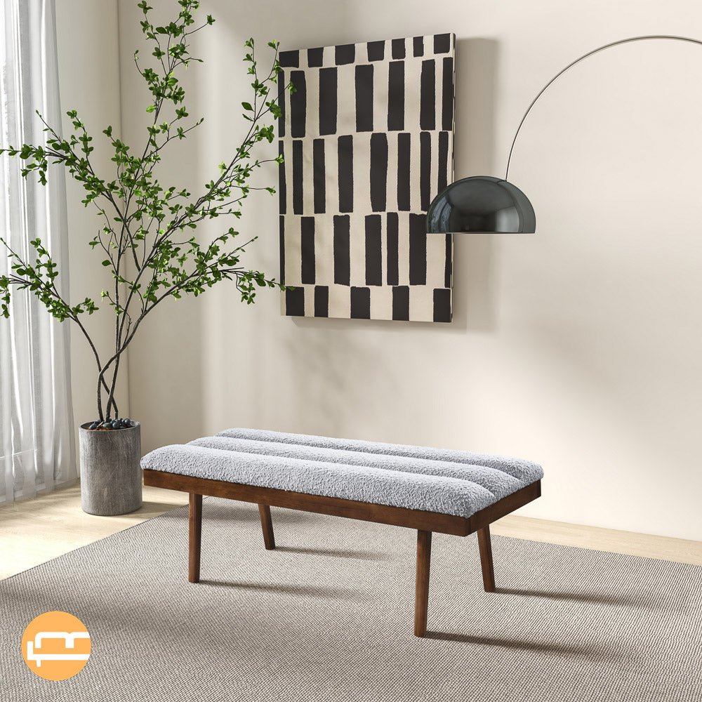 Serge Light Grey Boucle Bench - MidinMod