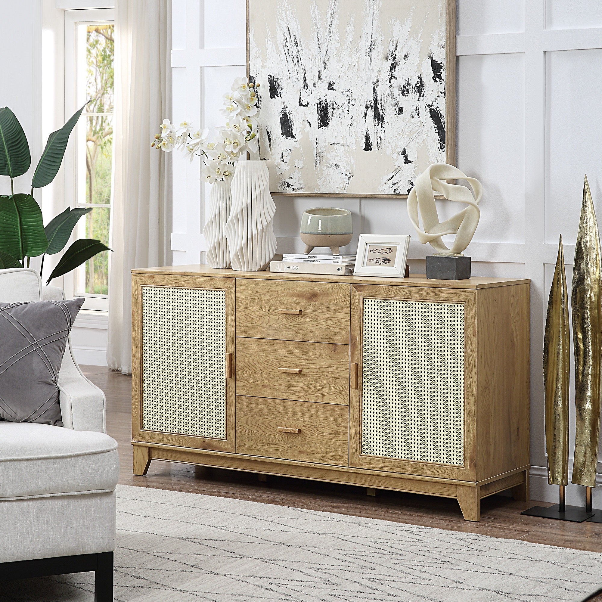 Sheridan Modern Nature Solid Wood Sideboard Cabinet | Dining & Living Storage | MidinMod