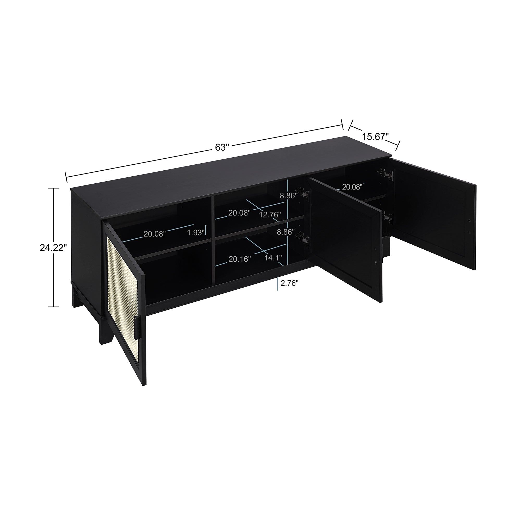 Sheridan Modern Black Solid Wood TV Stand | Streamlined Media Console | MidinMod
