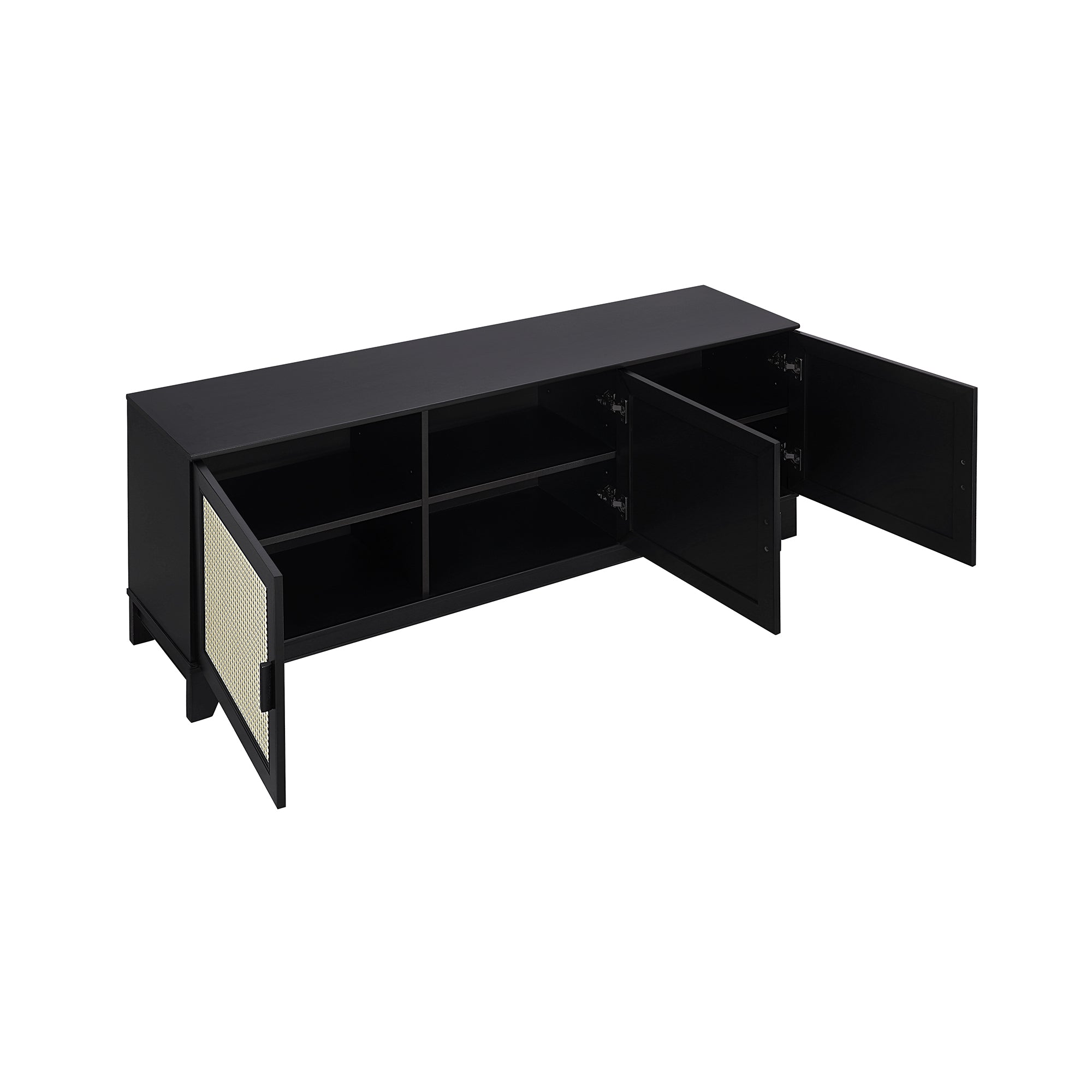 Sheridan Modern Black Solid Wood TV Stand | Streamlined Media Console | MidinMod