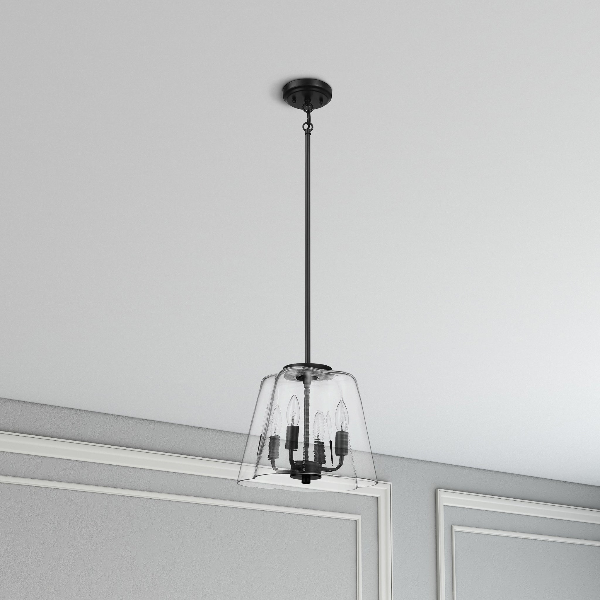 Soiree Four Candle Lights Pendant With Clear Glass - Black Finish - MidinMod