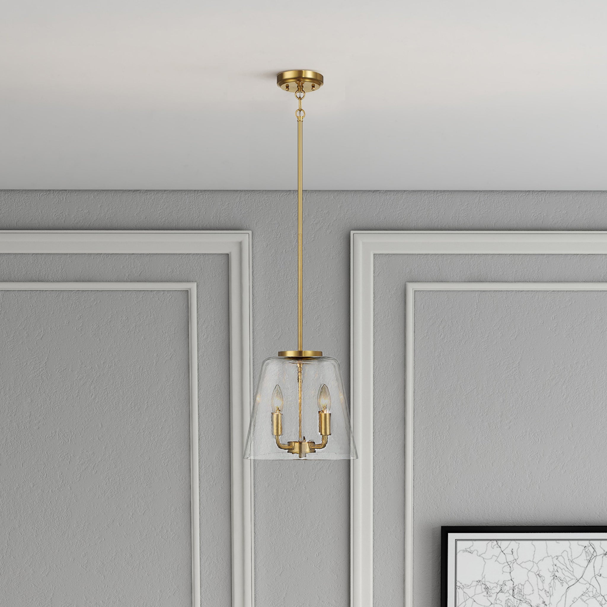 Soiree Four Candle Lights Pendant With Clear Glass - Satin Brass - MidinMod