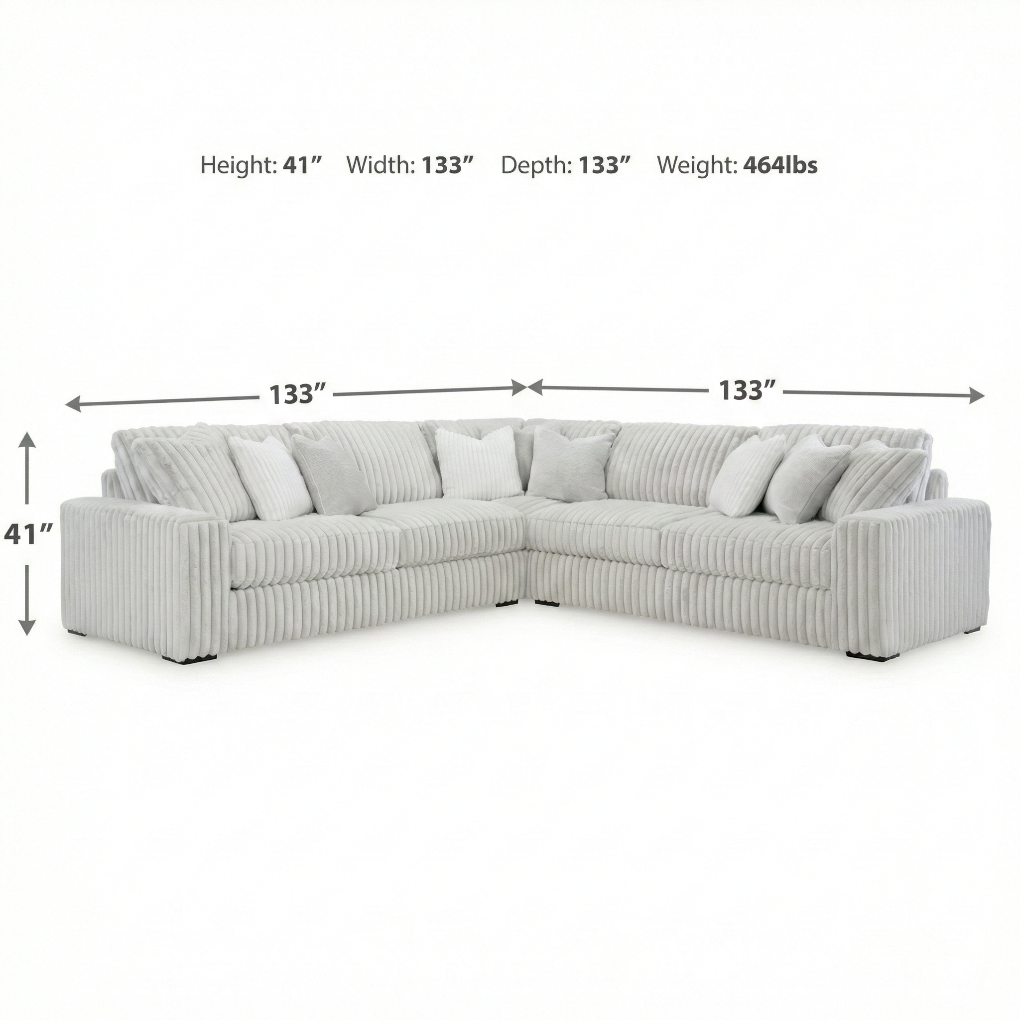 Stupendous 3-Piece Jumbo Cord Corner Sectional Sofa
