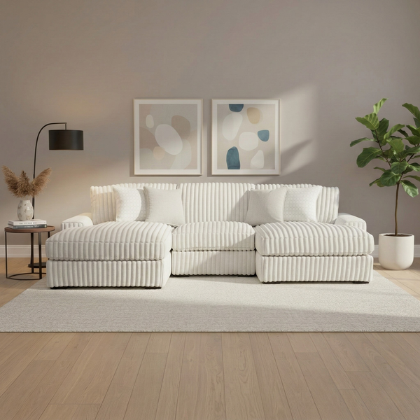 Stupendous 3-Piece Sectional with Double Chaise