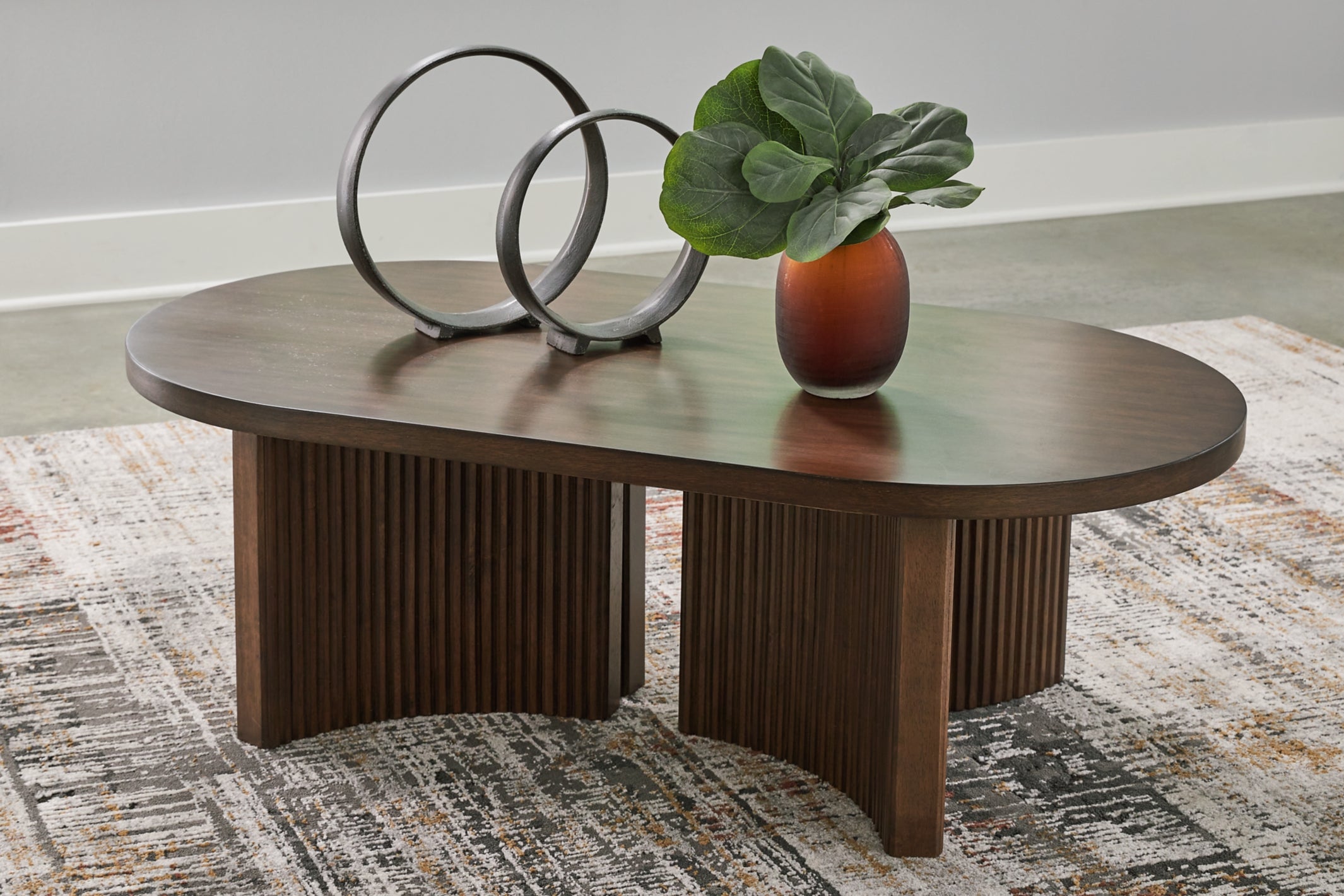 Korestone Oval Cocktail Table - Brown
