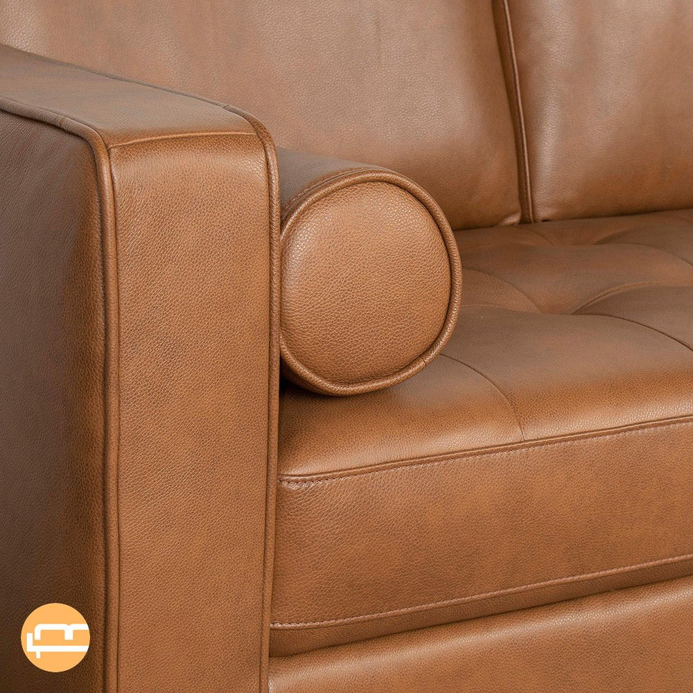 Tessa Genuine Leather Tan Sofa - MidinMod