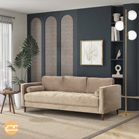 Tessa Taupe Velvet Sofa 84"