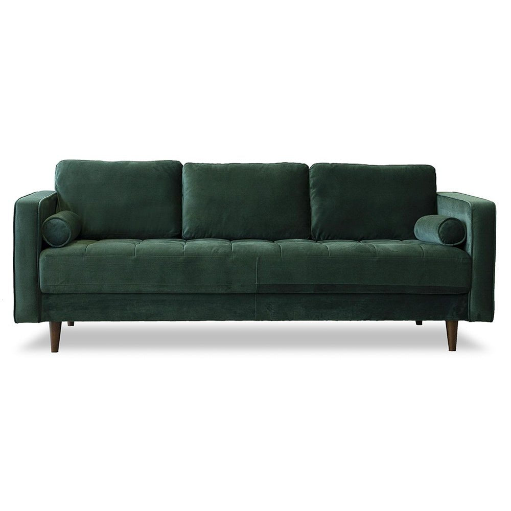 Tessa Dark Green Velvet Sofa 84" - MidinMod Houston Tx Mid Century Furniture Store - Sofas 1