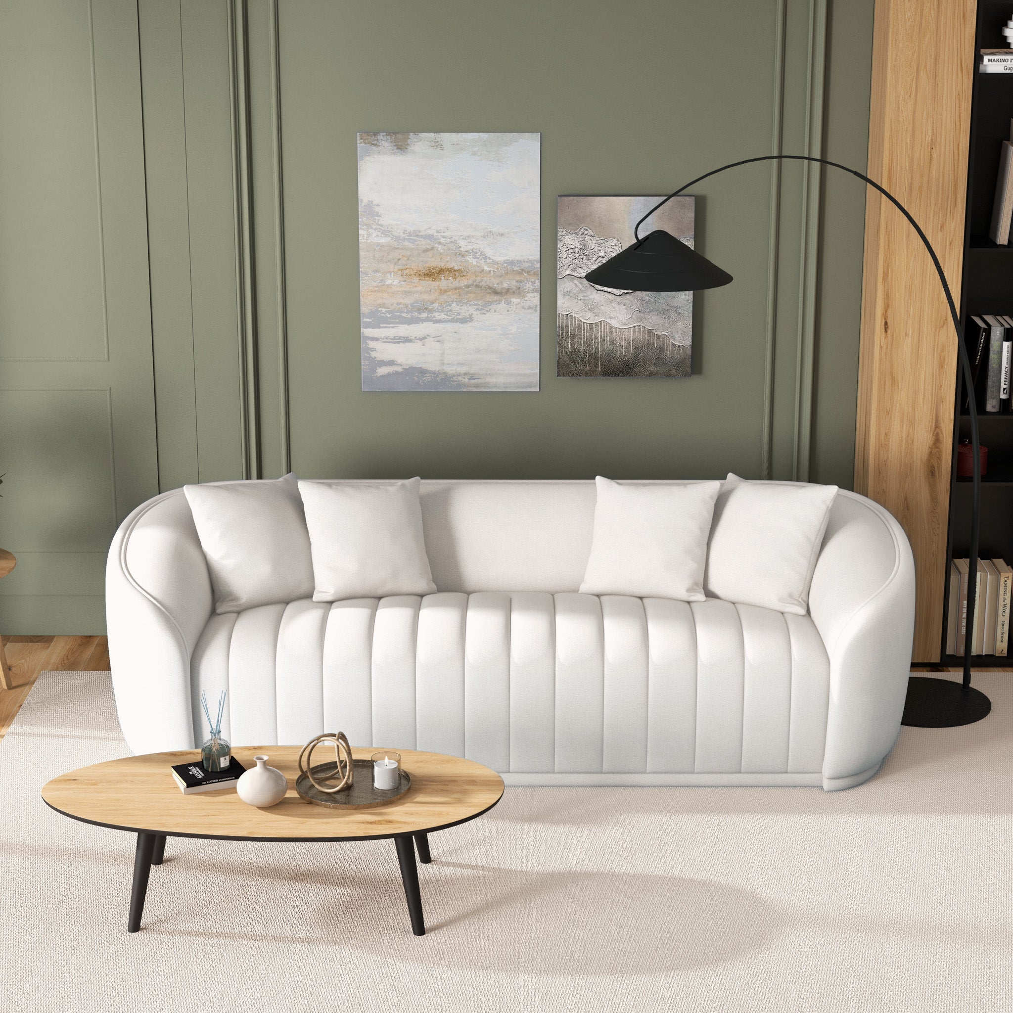 Thrive White Boucle Sofa - MidinMod