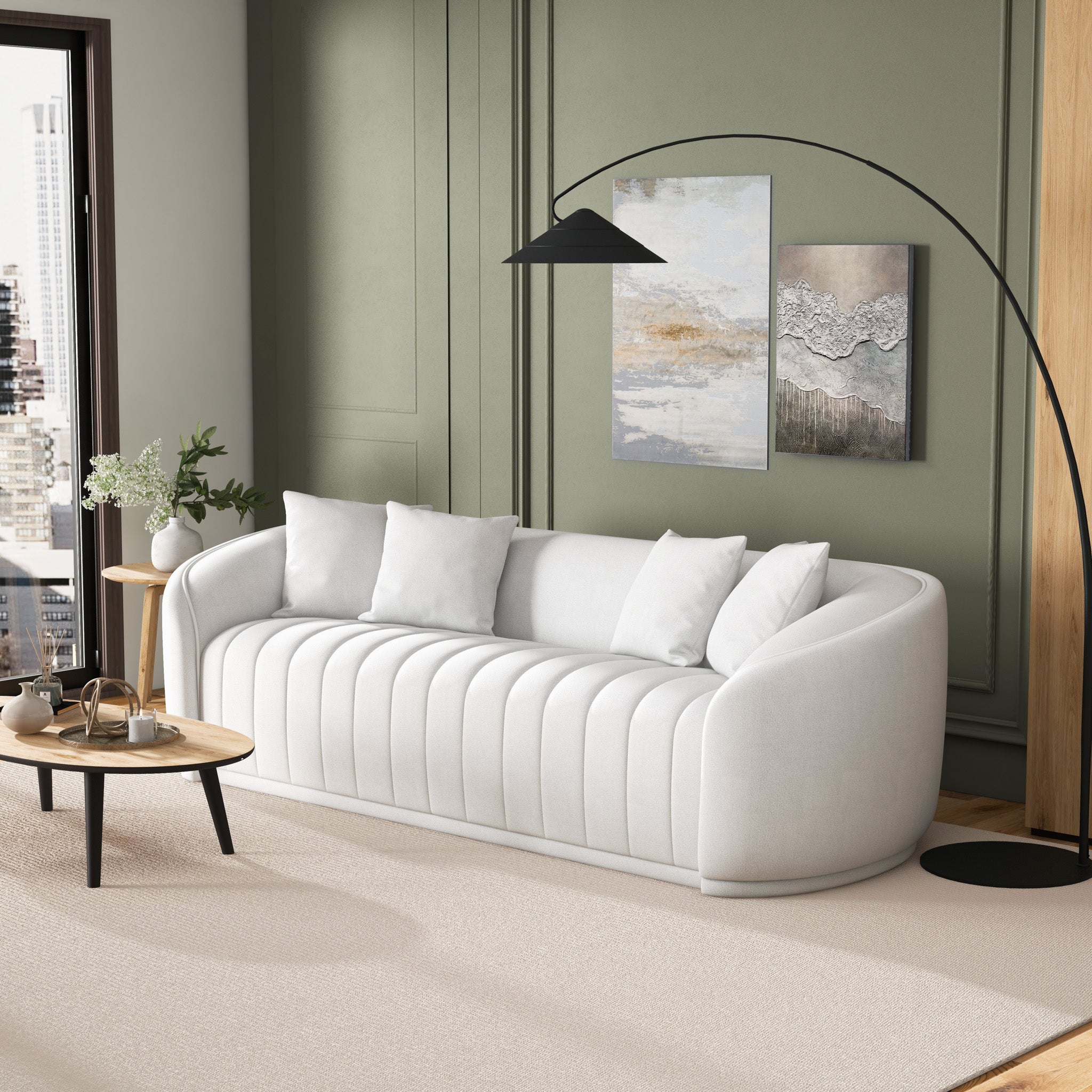 Thrive White Boucle Sofa - MidinMod