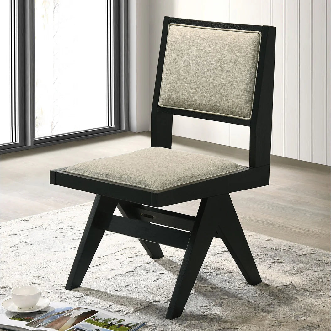Tottenham Light Gray and Black Side Chair (Set of 2) | Contemporary Fabric Dining Chairs | MdinMod