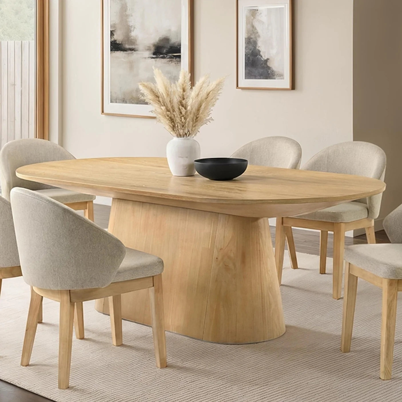 Tottenham Oak Oval Dining Table | Contemporary Pedestal Dining Table | MidinMod