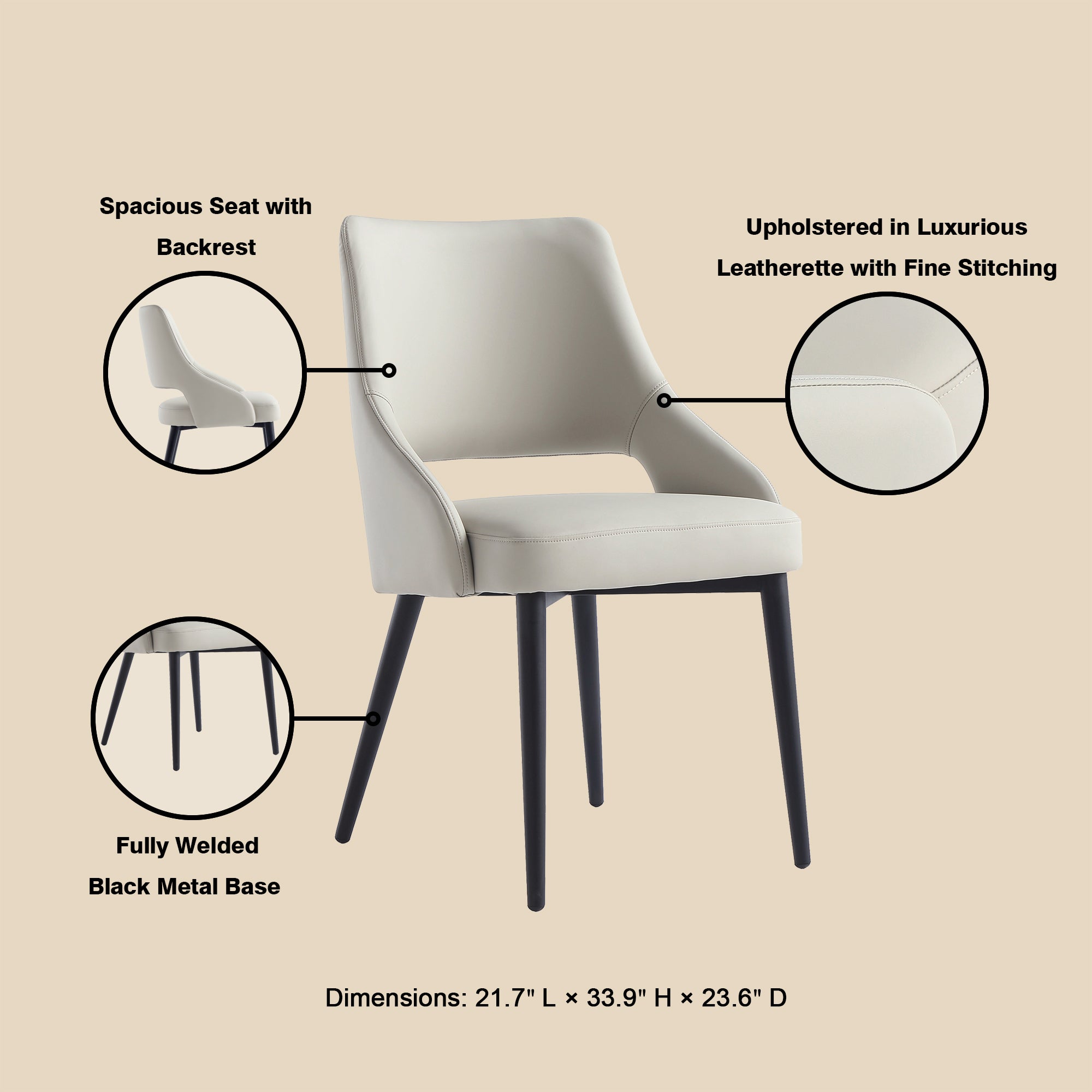 Tremont Stone Gray Dining Chair | Modern Leather Upholstered Seating | MidinMod