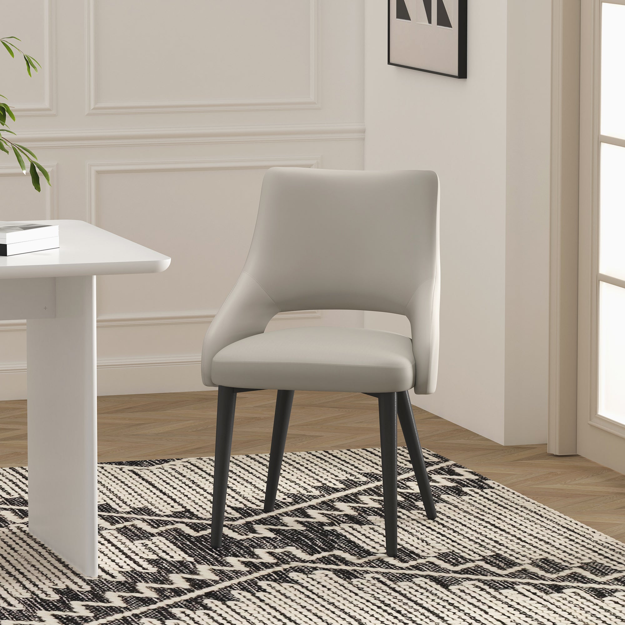 Tremont Stone Gray Dining Chair | Modern Leather Upholstered Seating | MidinMod