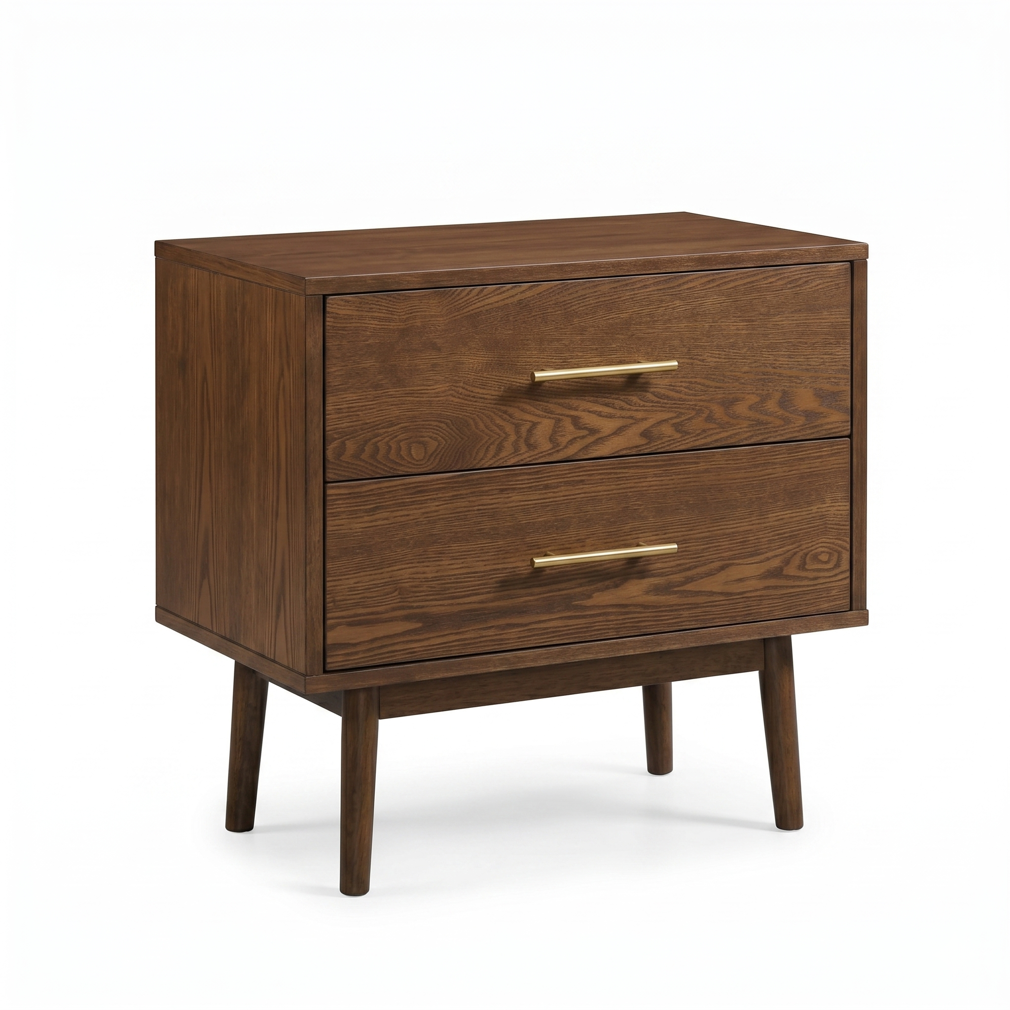 Tromso Walnut Nightstand | Mid-Century Modern Solid Wood Bedside Table | MidinMod