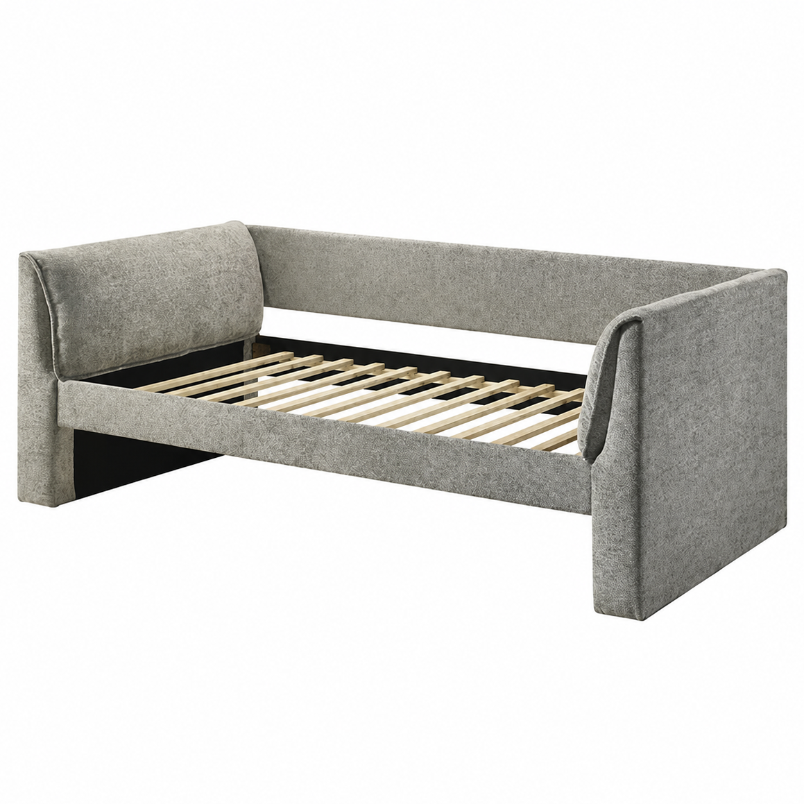 Upney Slate Gray Twin Daybed with Trundle | Contemporary Upholstered Fabric Daybed | MidinMod