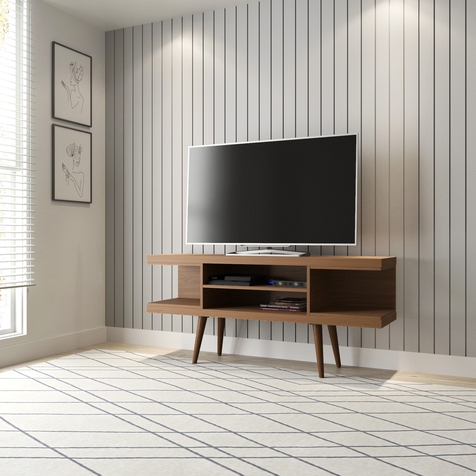 Utopia Modern Maple Cream Solid Wood TV Stand | MidinMod