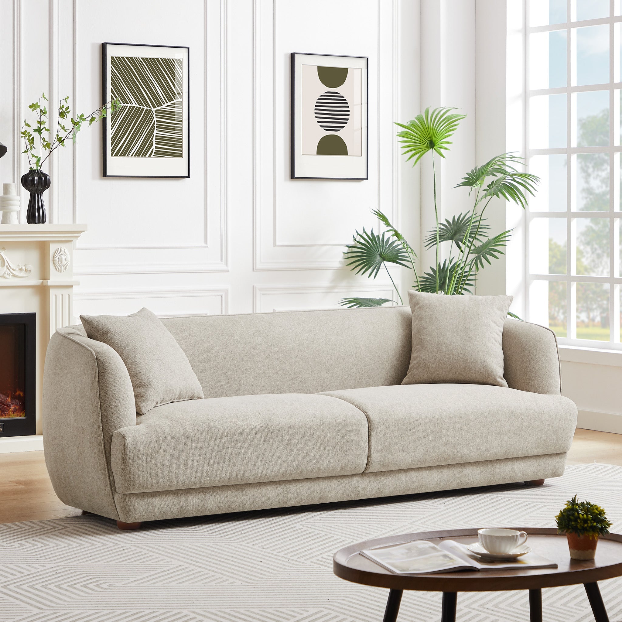 Venus Cream Linen Sofa - MidinMod