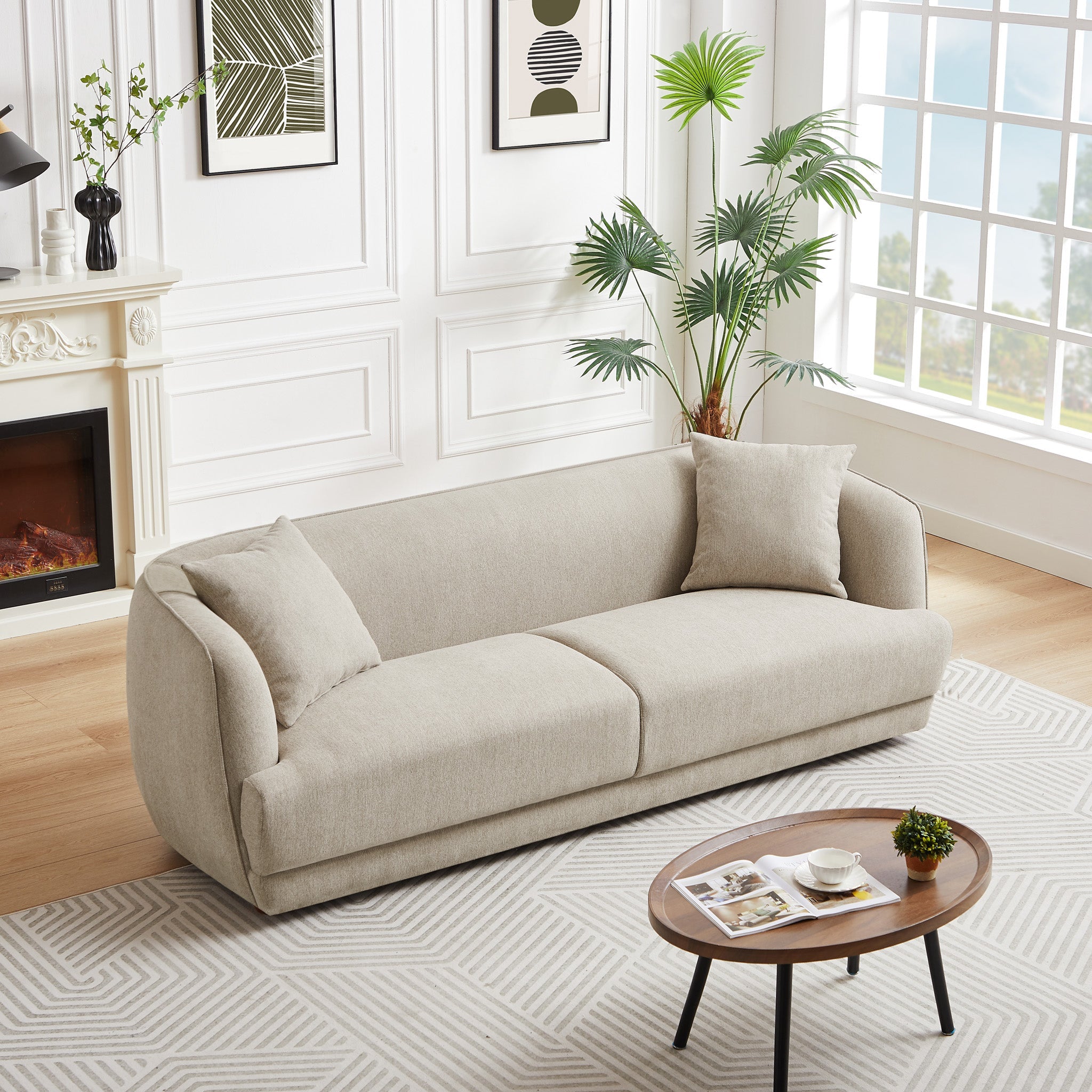 Venus Cream Linen Sofa - MidinMod