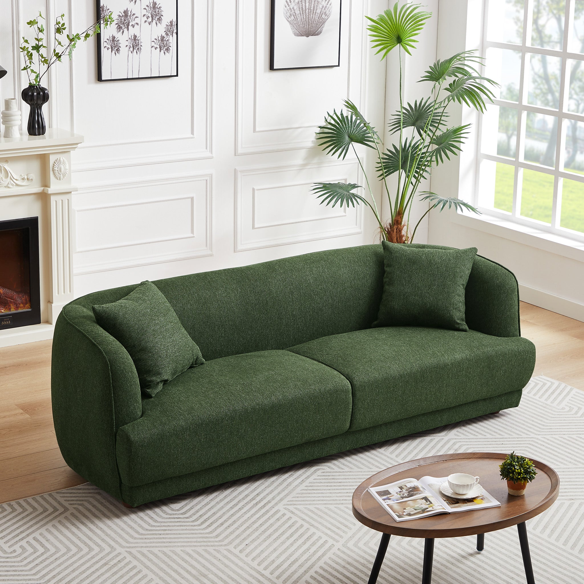 Venus Green Linen Sofa