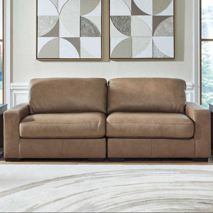 Veronella 2-Piece Modular Sectional Sofa in Top Grain Brown Leather