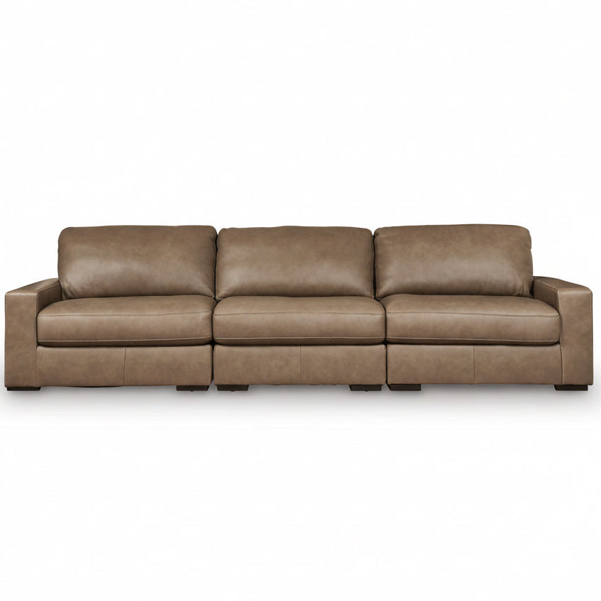 Veronella 3-Piece Brown Leather Modular Sofa | MidinMod