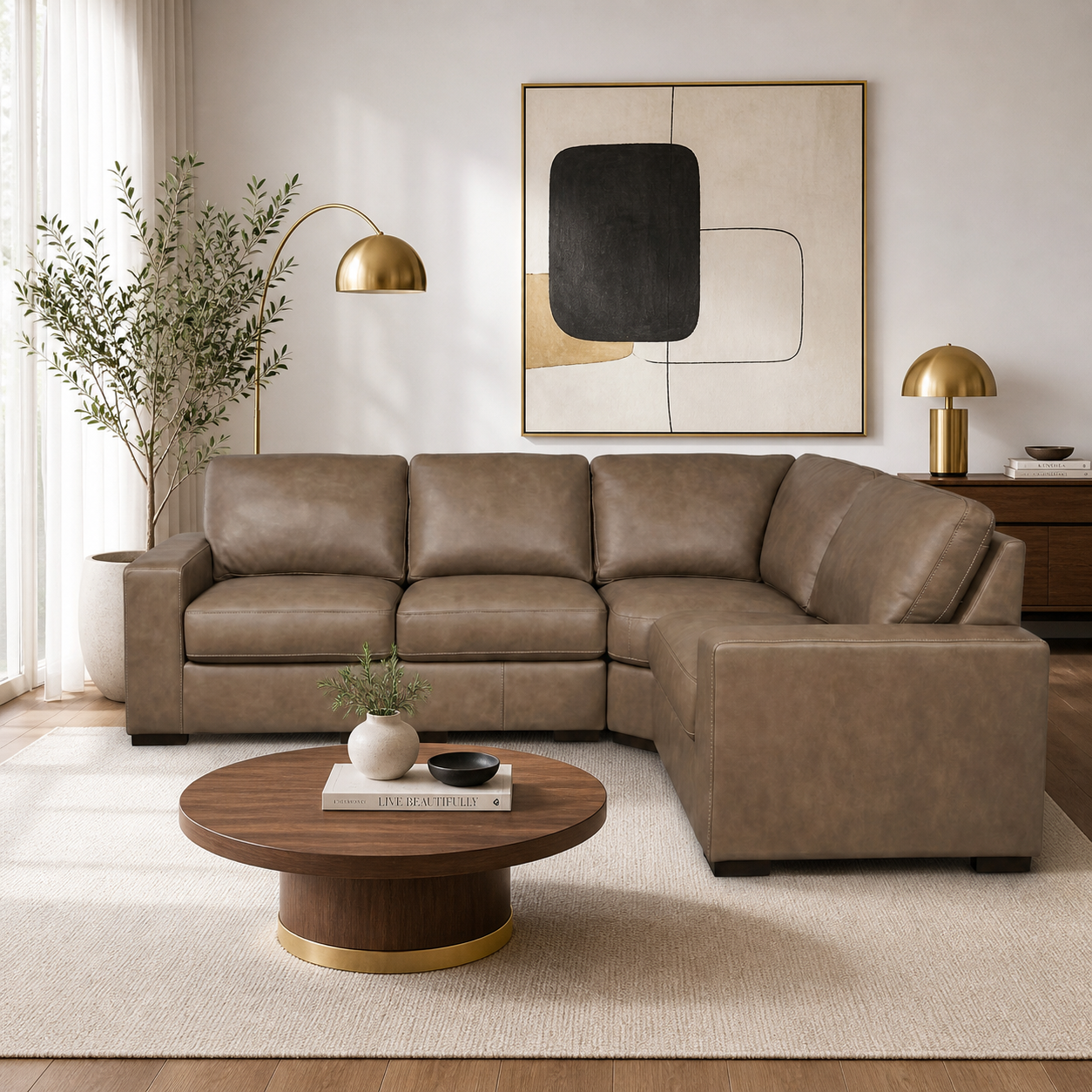 Veronella 4-Piece Sectional | Modern Brown Leather Modular Sofa | MidinMod