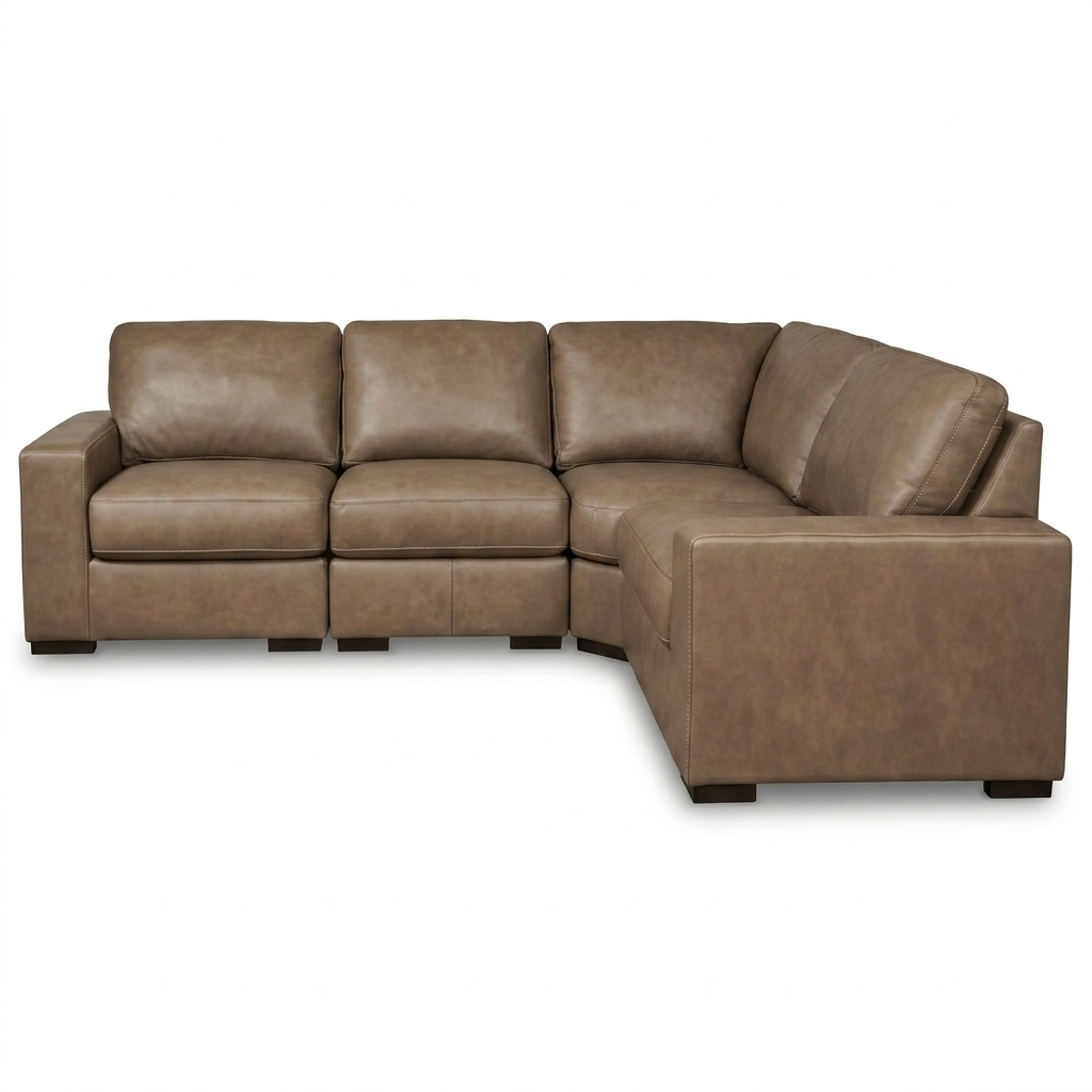 Veronella 4-Piece Sectional | Modern Brown Leather Modular Sofa | MidinMod