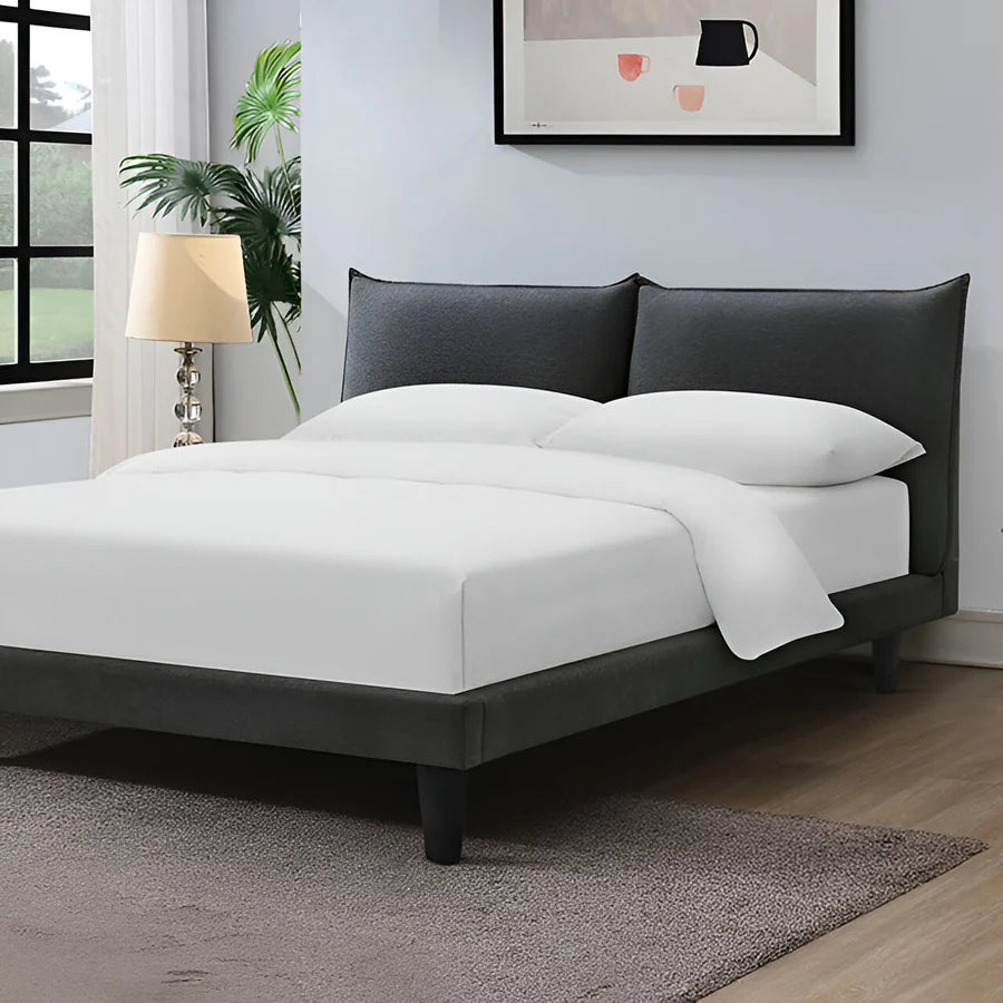 Verwood Gray Eastern King Bed | Contemporary Chenille Pillow Top Bed Frame | MidinMod