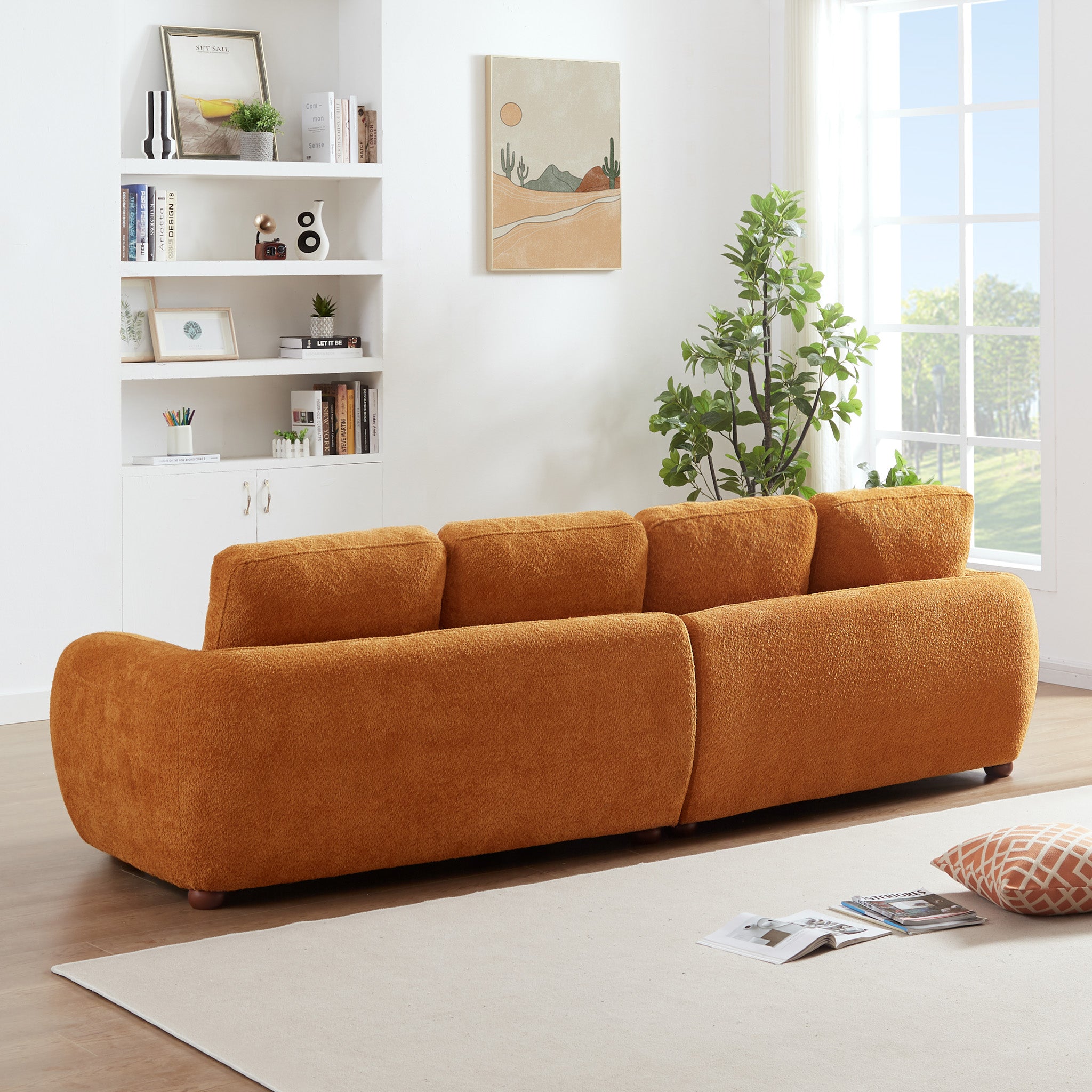 Virgil Burnt Orange Boucle Sofa - MidinMod