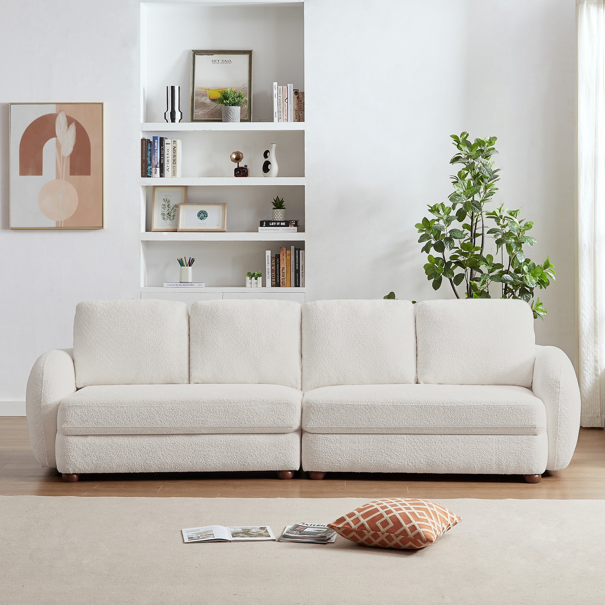 Virgil Cream Boucle Large Sofa - MidinMod