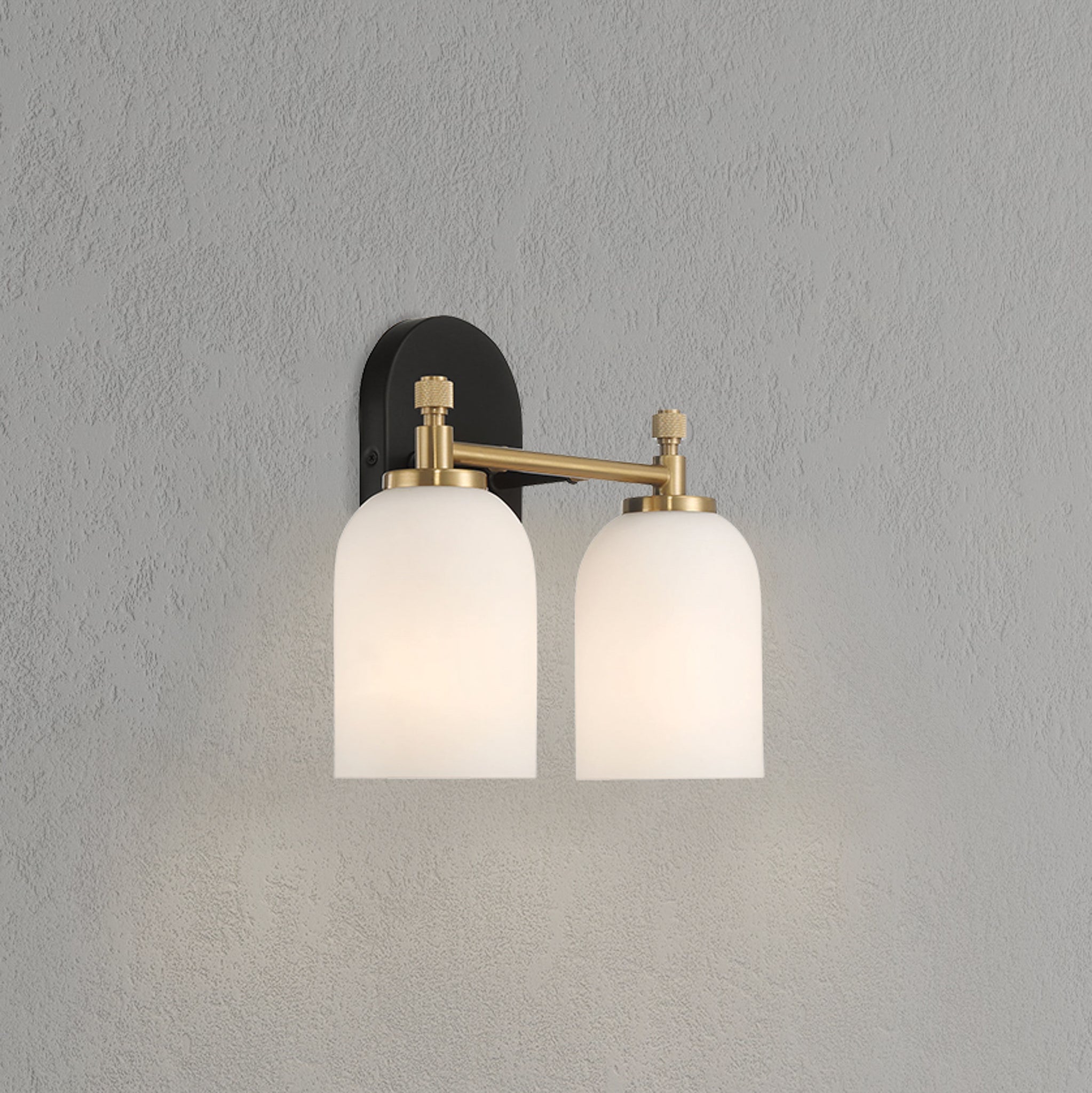 Vortex Two Lights Vanity in Traditional Style for Over Bathroom Mirror Wall Sconce 12.25"W × 10.125"H × 5.5"E With White Frosted Glass