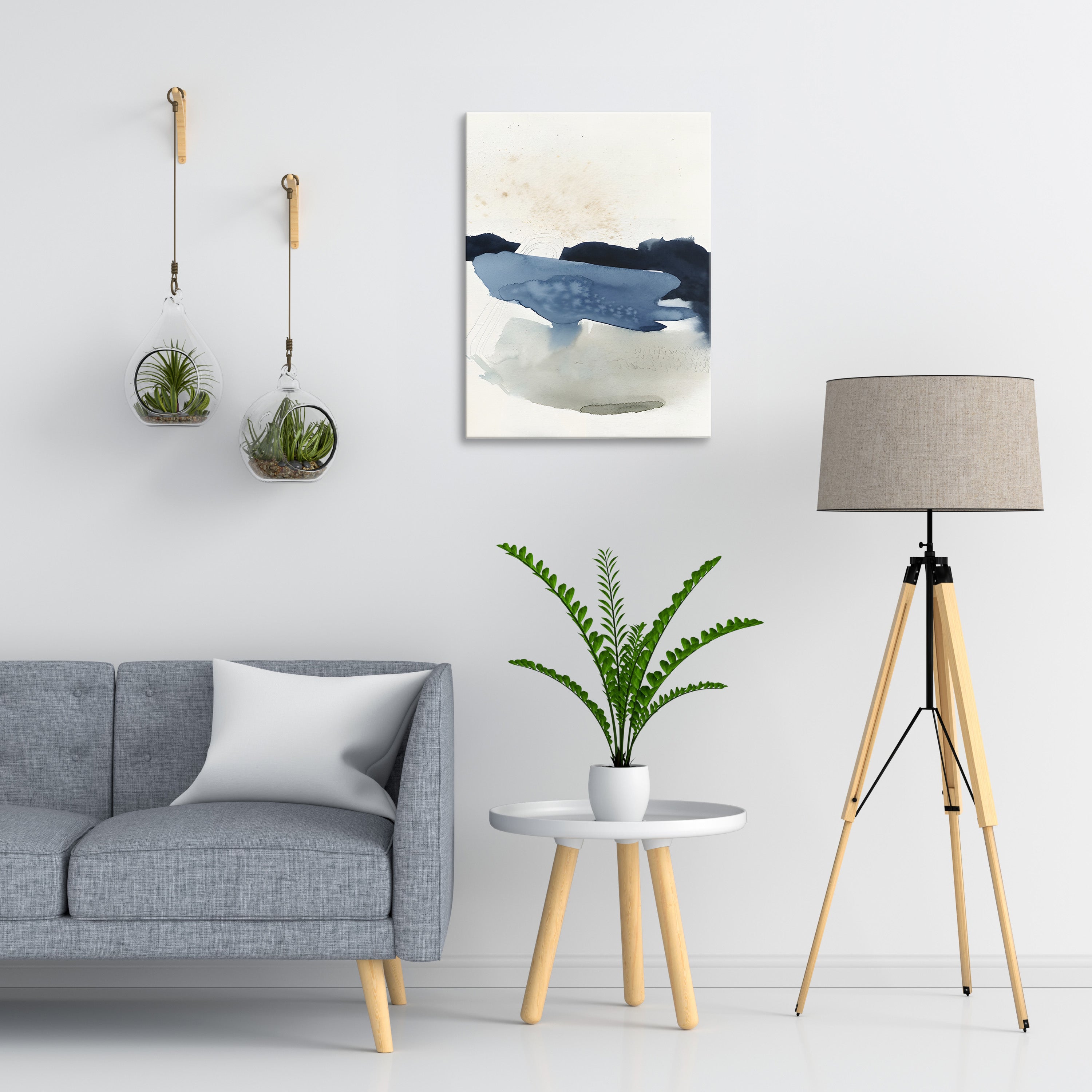 Deep Valley Blues Abstract Wall Art